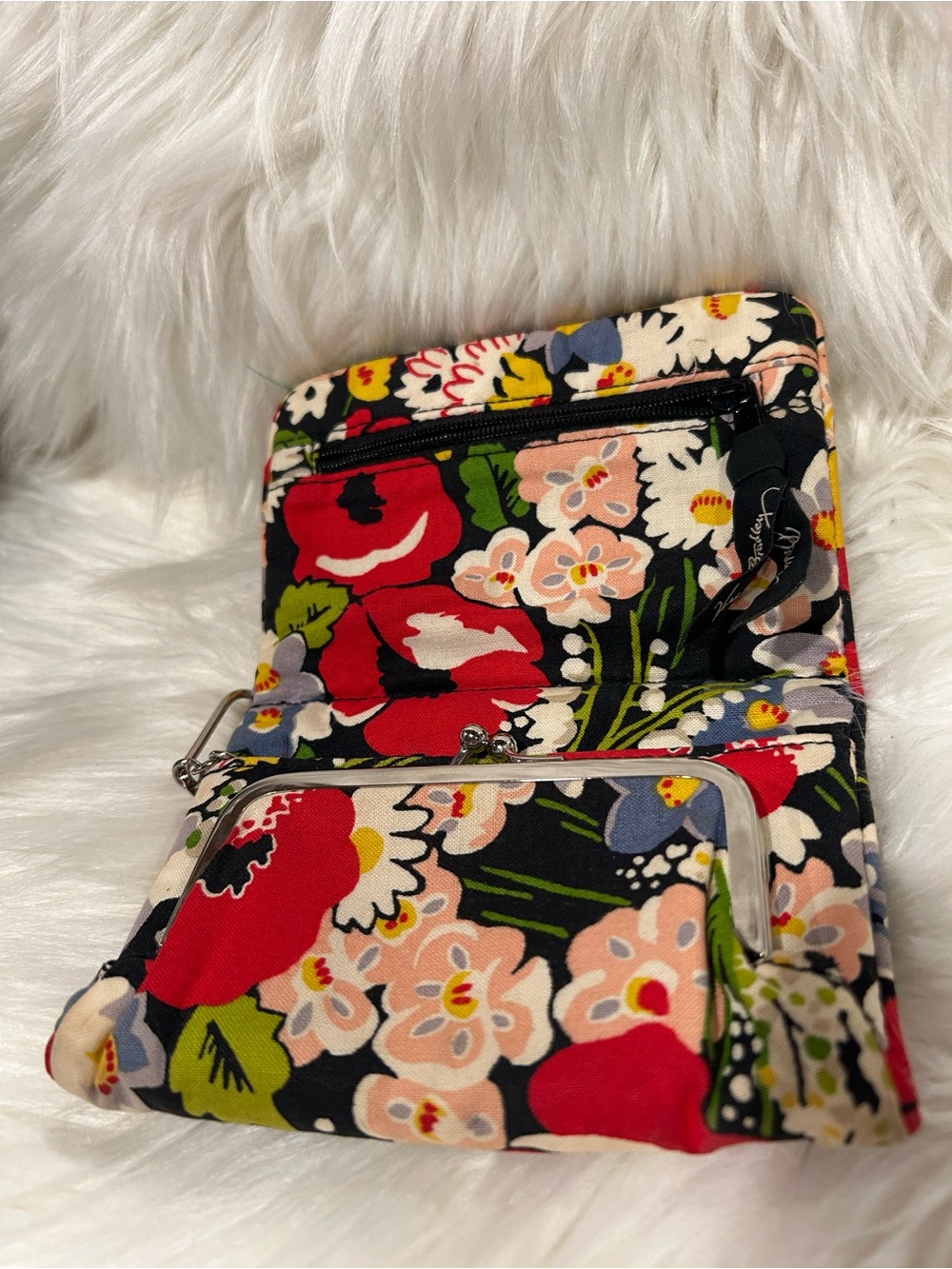 Vera Bradley Floral Quilted Cotton Wallet - Black Multi - Picture 2 of 6